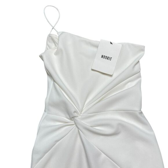 NWT NOOKIE LUST One shoulder midi dress Ivory Size Small - Picture 5 of 9